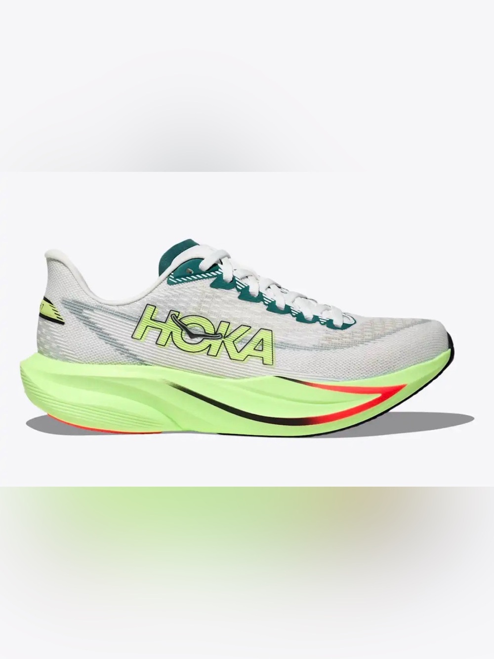Hoka Men's White and Neon Green Performance Running Shoe